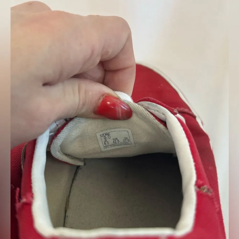 Vans Red White Men’s Size 9 Skate‎ Shoes Old Skool Canvas Low